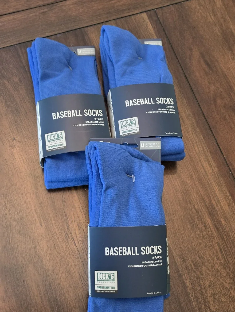 Dick’s Sporting Goods Baseball Socks 2 Pack Royal Blue Youth Shoe Size 4-8 New 3